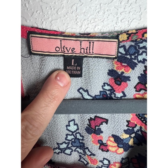 Anthropologie Olive Hill Paisley Print Bell Sleeve Blouse Size Large Bue Pink - Picture 3 of 9